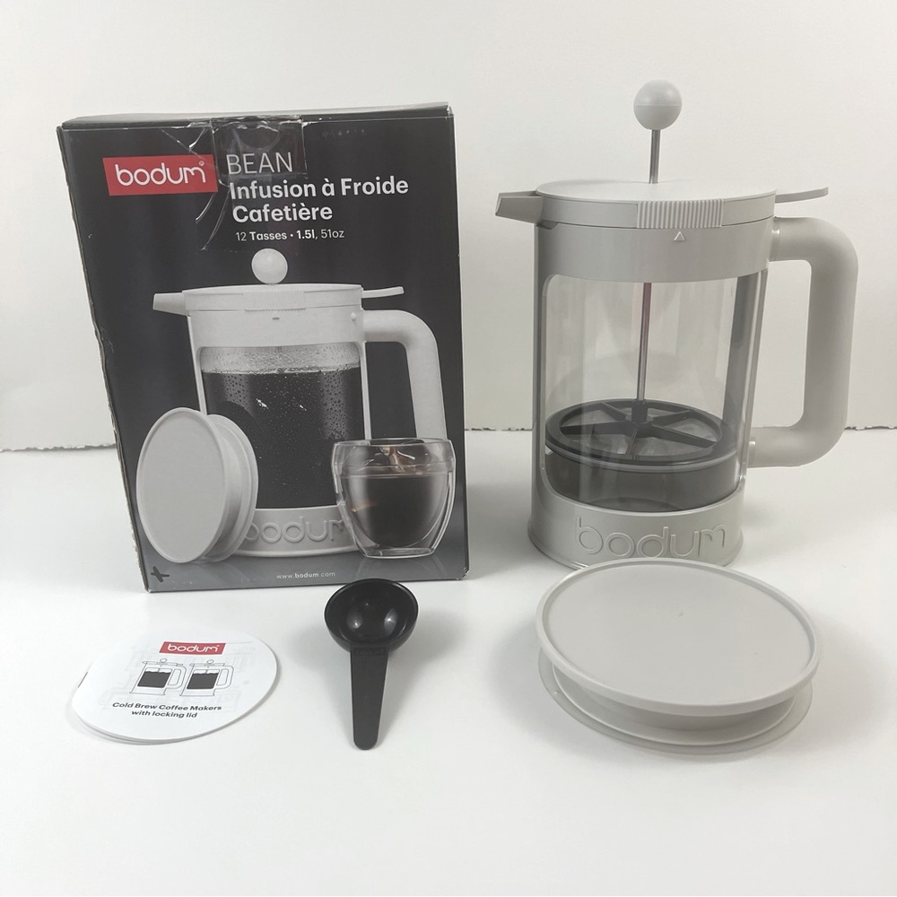 NIB, Bodum Bean Cold Brew Coffee Maker White BPA Free 12 Cup 51 oz 1.5 K11683